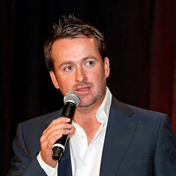Speaking to guests during another fund raising event.