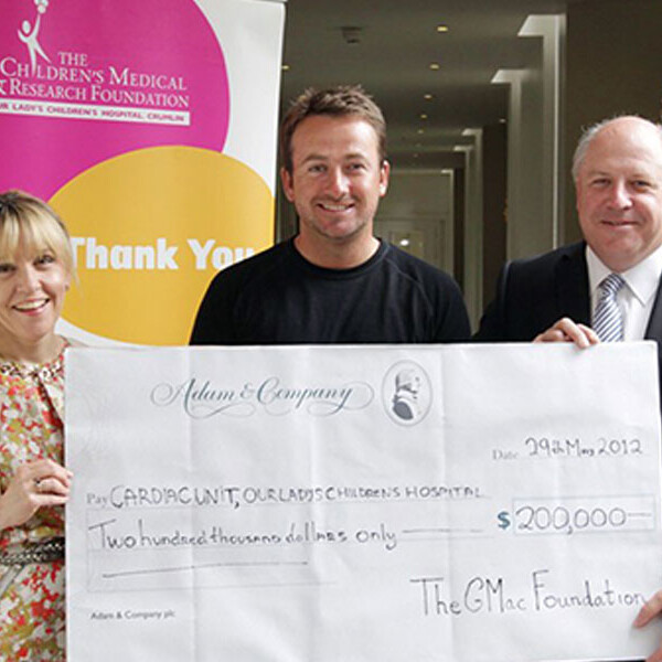The G-Mac Foundation donates $200,000 to the Cardiac Unit of Our Ladys Childrens Hospital.