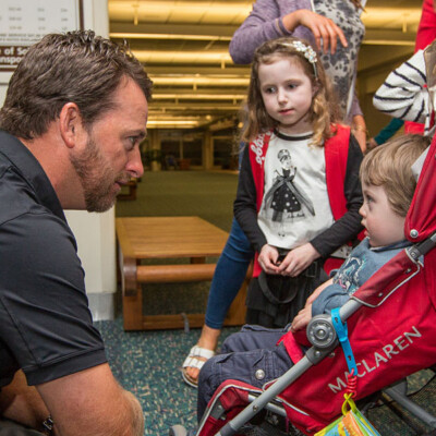 Graeme greets families on arrival in Orlando, March 2015.