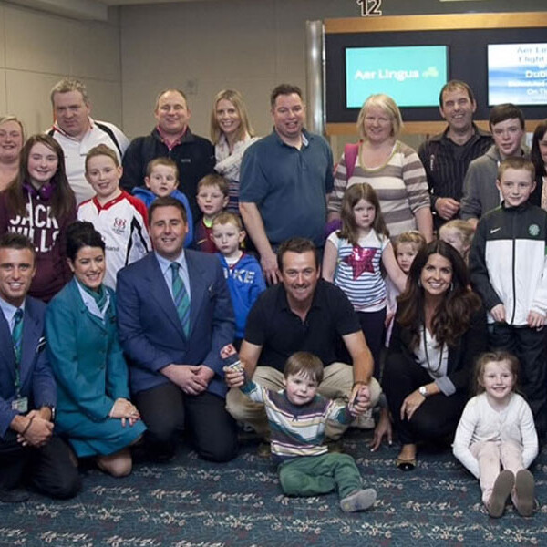 With all the families and Aer Lingus crew on arrival in Orlando, March 2013.