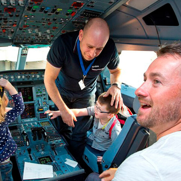 Some lucky visitors in the cockpit!