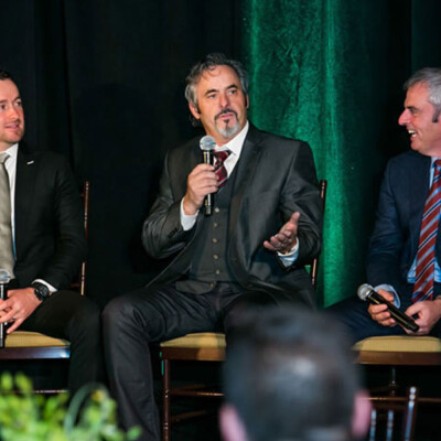 On stage with David Feherty & Paul McGinley at the Best of Ireland gala fundraiser.