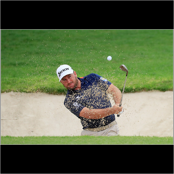 HONOLULU, HAWAII - JANUARY 11: Graeme McDowell of Northern Ireland plays a shot from a bunker on the ninth hole during the third round of the Sony Open in Hawaii at the Waialae Country Club on January 11, 2020 in Honolulu, Hawaii. (Photo by Cliff Hawkins/Getty Images)