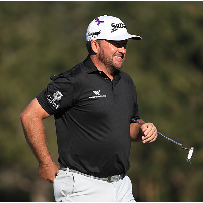 PEBBLE BEACH, CALIFORNIA - FEBRUARY 06: Graeme McDowell of Northern Ireland reacts after finishing his round during the during the first round of the AT&T Pebble Beach Pro-Am at Spyglass Hill Golf Course on February 06, 2020 in Pebble Beach, California. (Photo by Sean M. Haffey/Getty Images)