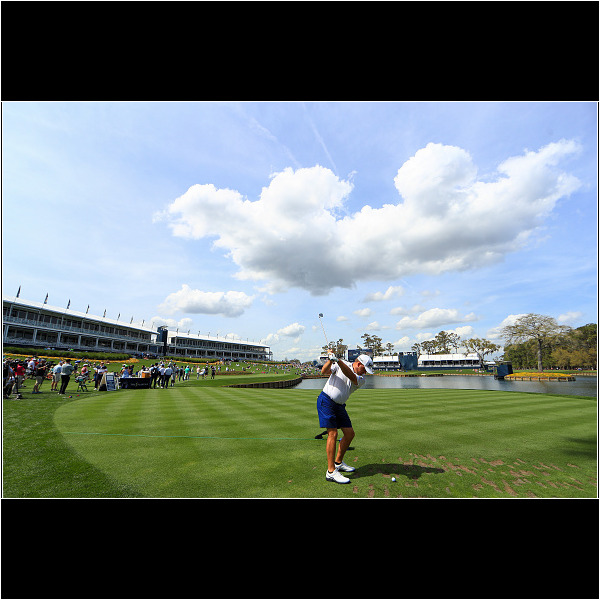 PONTE VEDRA BEACH, FLORIDA - MARCH 11: Graeme McDowell of Northern Ireland plays a shot on the 17th hole during a practice round prior to The PLAYERS Championship on The Stadium Course at TPC Sawgrass on March 11, 2020 in Ponte Vedra Beach, Florida. (Photo by Mike Ehrmann/Getty Images)