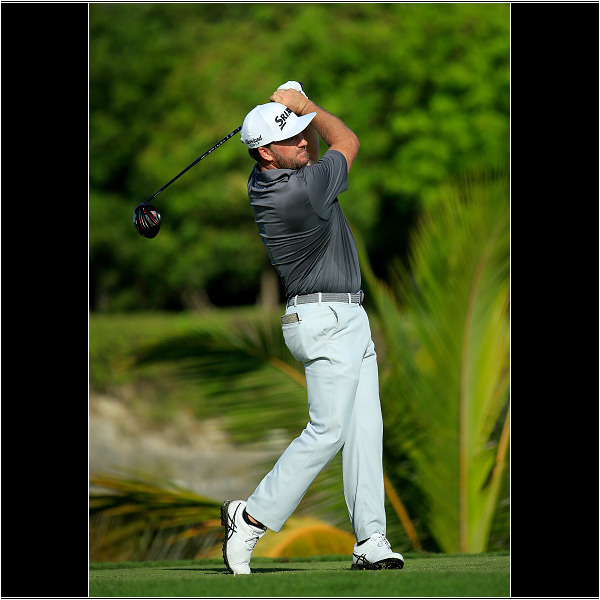 PUNTA CANA, DOMINICAN REPUBLIC - SEPTEMBER 24: Graeme McDowell of Northern Ireland plays his shot from the 14th tee during the first round of the Corales Puntacana Resort & Club Championship on September 24, 2020 in Punta Cana, Dominican Republic. (Photo by Andy Lyons/Getty Images)