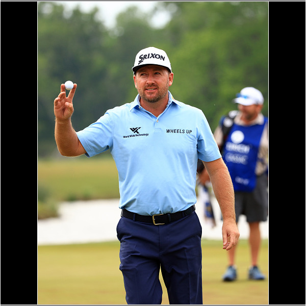 NEW ORLEANS, LOUISIANA - APRIL 23: Graeme McDowell of Northern Ireland reacts to his hole in one on the 17th green during the second round of the Zurich Classic of New Orleans at TPC Louisiana on April 23, 2021 in New Orleans, Louisiana. (Photo by Mike Ehrmann/Getty Images)