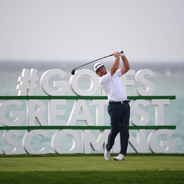 KAEC, SAUDI ARABIA - FEBRUARY 04: Graeme McDowell of Northern Ireland plays his tee shot on the 17th hole during Day One of the Saudi International powered by SoftBank Investment Advisers at Royal Greens Golf and Country Club on February 04, 2021 in King Abdullah Economic City, Saudi Arabia. (Photo by Ross Kinnaird/Getty Images)